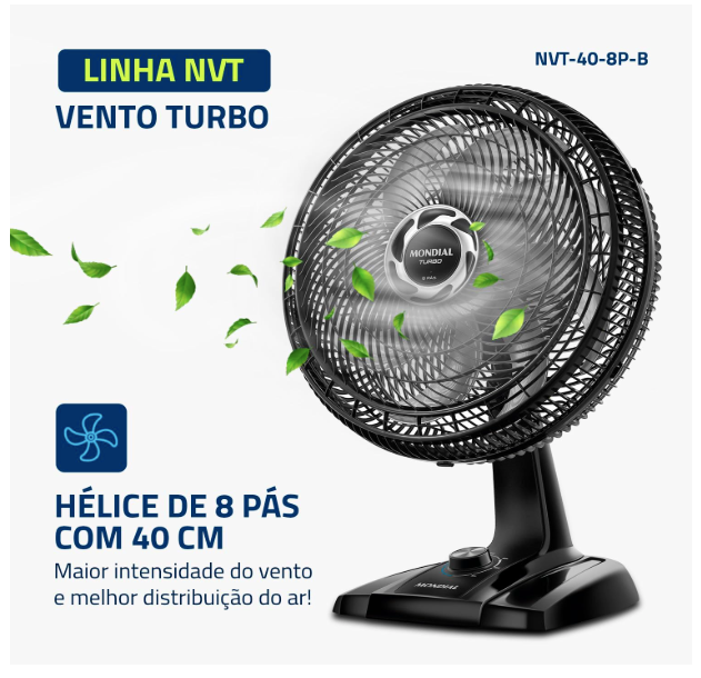 Ventilador de messa de 8 pas com maior intensidade do vento e melhor distribuição do ar