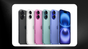 iphone-cores-modelos-2025-frente-e-verso Linha de iPhones em diferentes cores exibindo o design traseiro com câmeras duplas e a parte frontal com tela ligada, destacando as opções de acabamento do modelo.