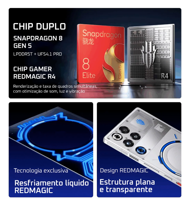 O RedMagic 11 Pro é um smartphone premium voltado principalmente para o público gamer, desenvolvido pela Nubia