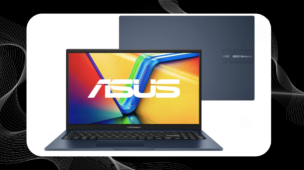 notebook-asus-vivobook-15-azul-tela-colorida.webp Notebook ASUS Vivobook 15 azul aberto exibindo tela colorida com logo ASUS e design moderno fino